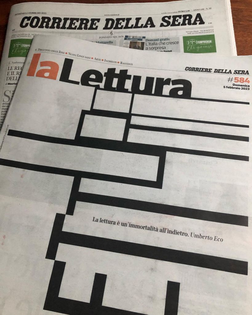 Elio Carmi firma copertina del Corriere